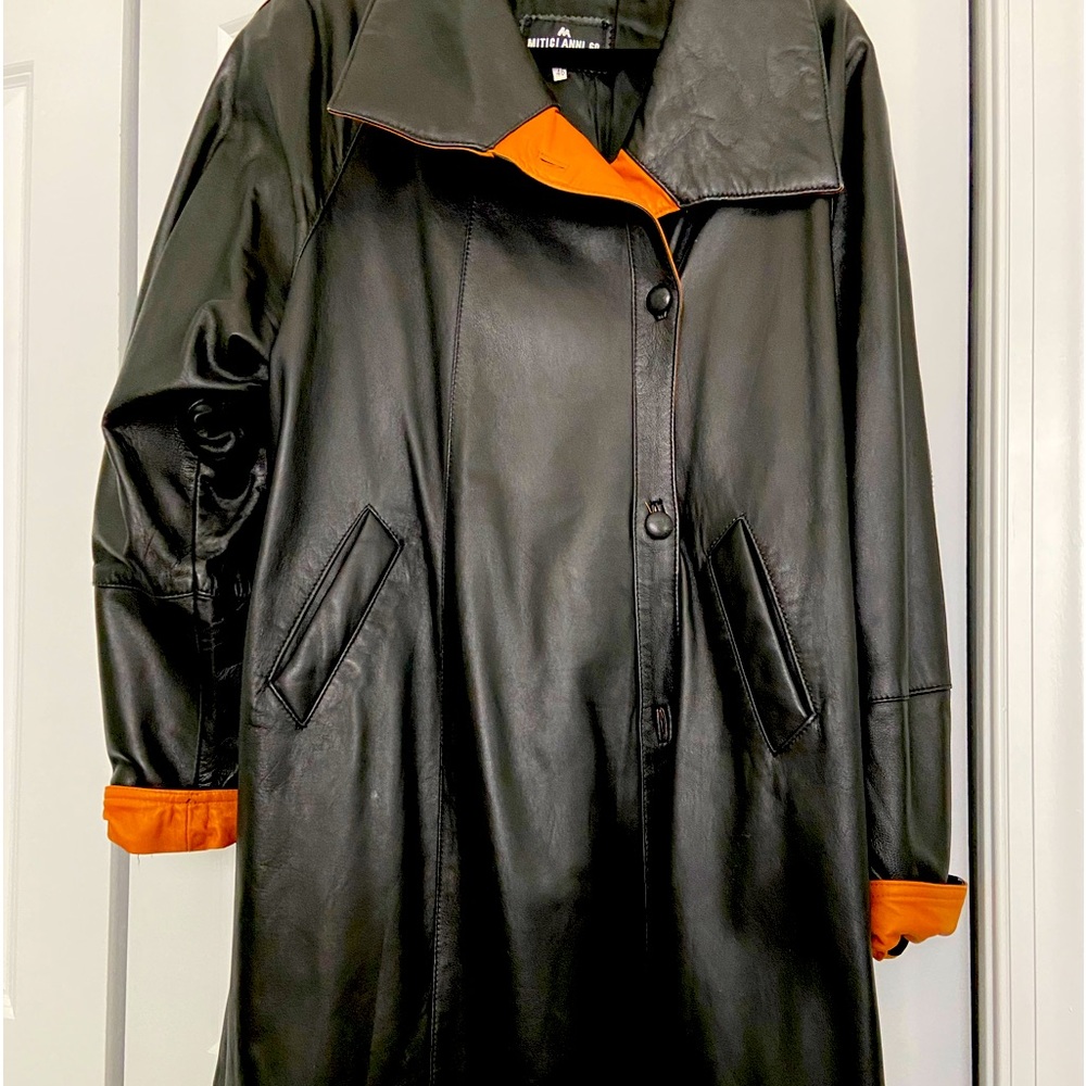 Black leather Italian jacket/coat Metici Anni 60brand